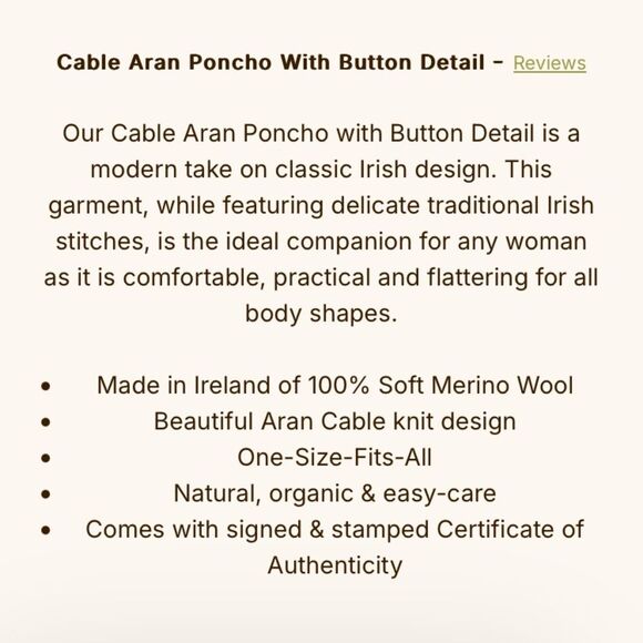 Aran Craft Fisherman Cable Knit Poncho Gray Irish Soft Merino Wool OS Nautical - Picture 13 of 13